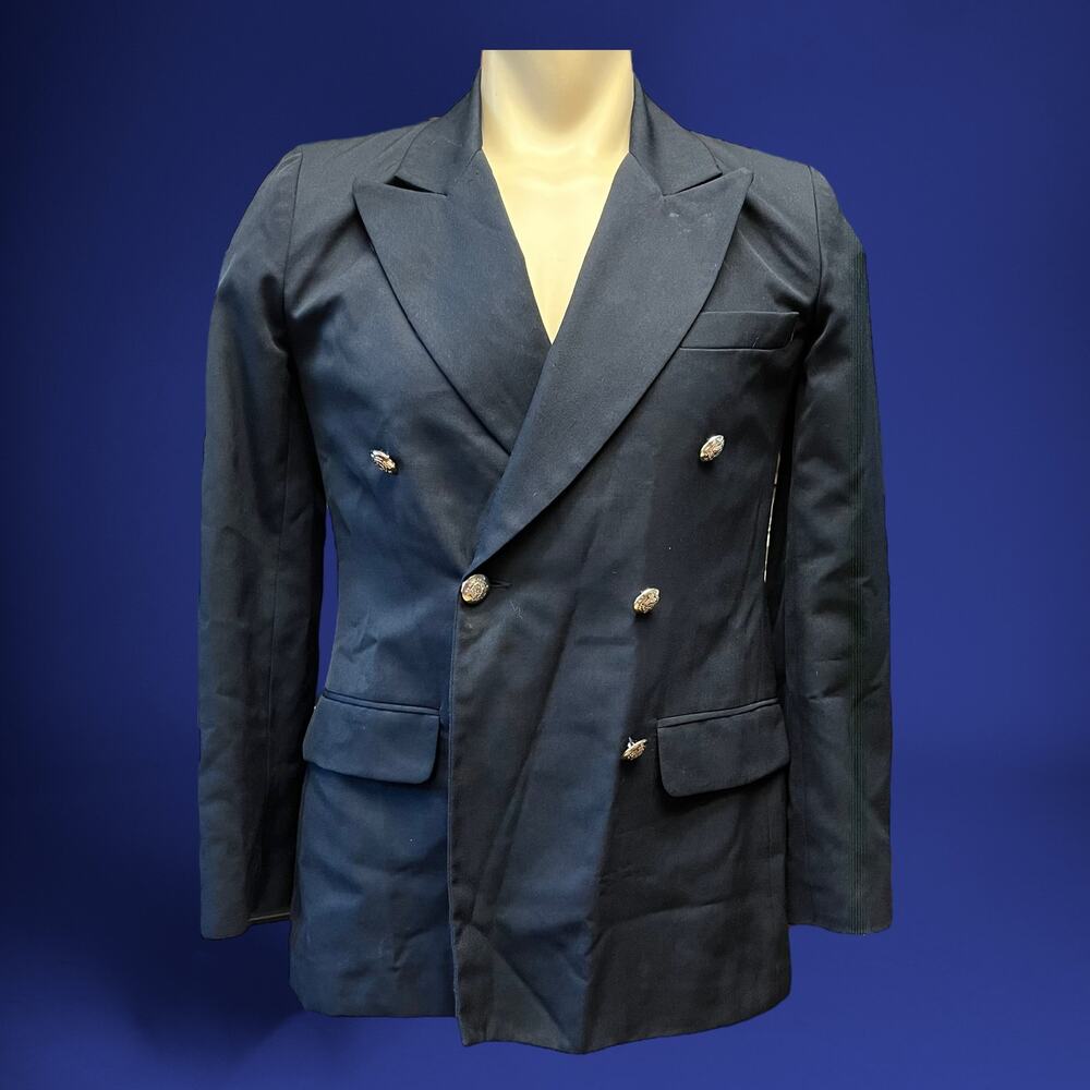 100% Wool Hugo Buscatti Women’s Size 8 Double Breasted Blazer Detail Button R-04